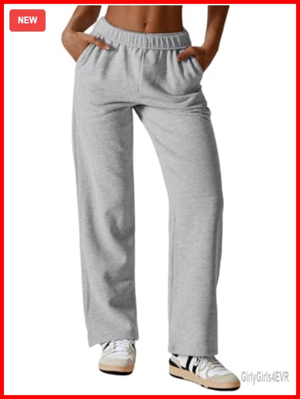 Womens High Waisted Straight Leg Cotton Sweatpants Joggers Lounge Pants with